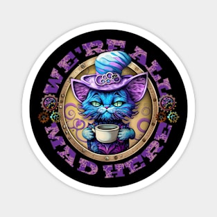 Steampunk Cheshire Cat with Tea Cup Magnet